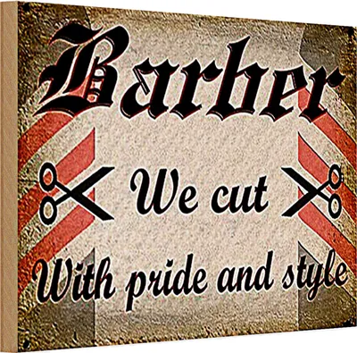 Produktbild von Holzschild Friseur 30x20cm Barber we cut with pride style