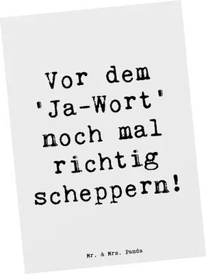 Produktbild von Mr. & Mrs. Panda Ansichtskarte Spruch Polterabend Spaß - Weiß - Geschenk, Postkarte, besondere Geschenke, Postkarten, Feier, Heiraten, gute Laune, Kunstkarten, Grußkarte