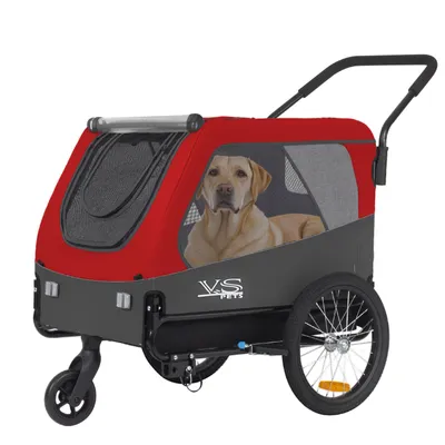Produktbild von Tiggo VS Pets L Hundeanhänger & Jogger 2-in-1 Hundebuggy, Fahrradanhänger Klappbar,groß ca. 250 Liter Volumen, für Hunde bis 35kg