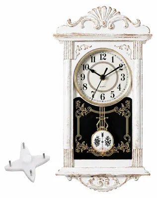 Wanduhr Vintage-Stil, Kunststoff, Holzoptik, 16 Zoll, Weiß