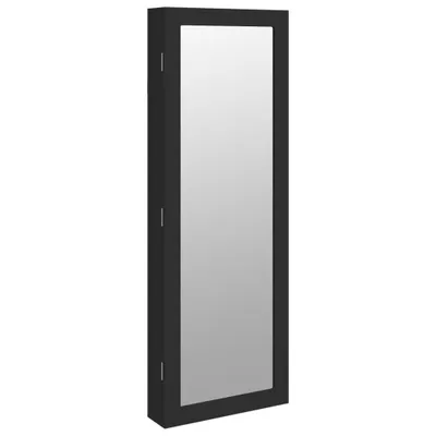 Obrázek produktu pro Zrcadlová šperkovnice nástěnná černá 37,5 x 10 x 106 cm