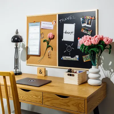 Produktbild von Creative Home 2in1 Kombitafel 90 x 60 cm - Pinnwand Magnettafel Kork & Kreidetafel