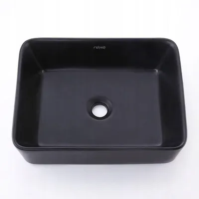 Produktbild von Schwarze Keramik-Waschschale (48 x 36 cm) – Aufsatzwaschbecken für Waschtisch