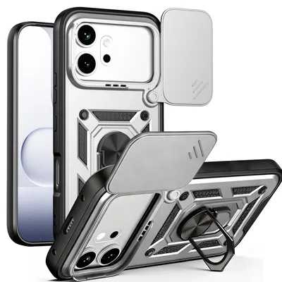 Produktbild von Outdoor Hülle für Honor 600 / Pro Handyhülle mit Kameraschutz Ringhalter Silber