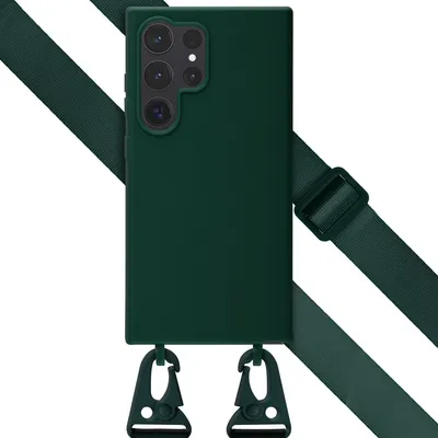 Immagine prodotto di Custodia in silicone Selencia con cinturino rimovibile Samsung Galaxy S24 Ultra - Verde scuro