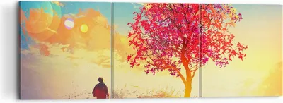 Produktbild von Bild auf Leinwand - Leinwandbild - Baum Wiese Feld - 120x40cm - Wand Bild - Wanddeko - Wandbilder - Leinwanddruck - Bilder - Kunstdruck - Wanddekoration - Leinwand bilder - Wandkunst - CA120x40-3715