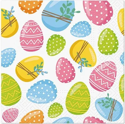 Produktbild von 20 Servietten Easter Eggs - Farbenprächtige Ostereier 33x33cm