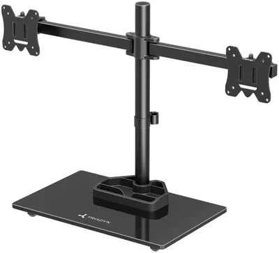 Produktbild von Monitorhalterung Schreibtisch für 2 Monitore 13-27 Zoll Höhenverstellbar Schwenkbar Drehbar VESA 75x75 100x100 bis 8 kg TRD-BLK-2ST Triadyn