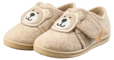Productafbeelding van Wollenen huisschoenen van Sterntaler met een beerapplicatie, zachte en warme, uni