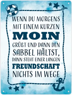 Produktbild von Metallschild XXL in 28x38 cm mit lustigem Spruch zu Freundschaft - Moin