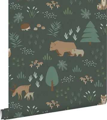 Obrázek produktu pro ESTAhome tapeta les s lesními zvířaty tmavě zelená 53 cm x 10,05 m