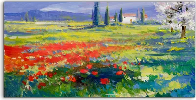 Produktbild von Coloray Acrylbild 140x70  Wandbild Acrylbilder Landschaft Wiesen Frühlings Blumen