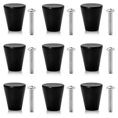 Image de Poignées de tiroir noires, boutons de meuble ronds et modernes, boutons pour armoires et tiroirs, boutons de porte pour armoires, tiroirs et portes d'armoires, poignées de meuble en métal à visser