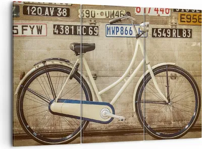 Produktbild von Bild auf Leinwand - Leinwandbild - Fahrrad Mauer Straße - 105x70cm - Wand Bild - Wanddeko - Leinwanddruck - Bilder - Kunstdruck - Wanddekoration - Leinwand bilder - Wandkunst - CE105x70-3764