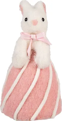 Obrázek produktu pro Clayre & Eef dekorativní figurka králíka Ø 12x21 cm bílo-růžová terakota