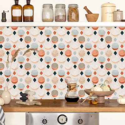 Produktbild von Küchenrückwand mit Motiv selbstklebend - 0.35 mm Wandpaneel wasserfest Design beige Steinoptik Spritzschutz fugenlos