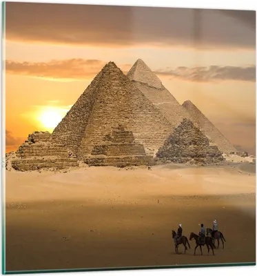 Produktbild von Bilder auf glas - Pyramide ägypten wüste - 40x40cm - Glasbilder - Wandbilder - Kunstdruck - zum Aufhängen bereit - Wanddekoration aus Glas - Glas Bilder - Wandbild auf Glas - Einteilig - GAC40x40-2196