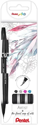 Obrázek produktu pro Pentel SESF30C-4, umělecký štětec s inkoustem, sada 4 kusů, různé barvy