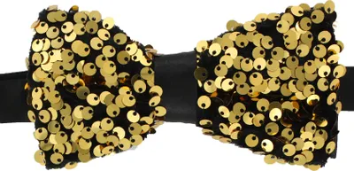 Produktbild von Schwarze Fliege mit goldenen Pailletten
