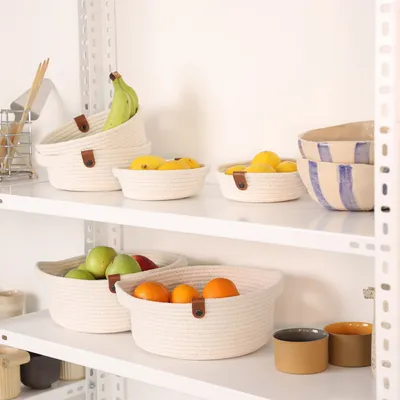Produktbild von Evila Originals, JUT05004127D, Baumwollkorb-Set (6-teilig), Ekru, Juteseil aus 100 % Baumwolle, 25 x 25 x 10 cm