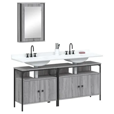 Obrázek produktu pro VidaXL 3214788, Šedá, Dub, Dřevo, Ocel, 300 mm, 600 mm, 3 kusů