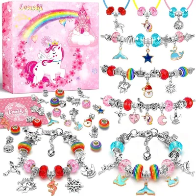 Image de Cadeau pour fille Lenski : kit de bricolage bracelet à partir de 6 ans - Licorne, bricolage bijoux enfants 4-12 ans, coffret cadeau