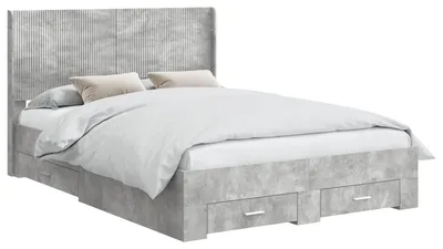 Immagine prodotto di Struttura letto con vano portaoggetti e testiera in materiale composito color grigio cemento
