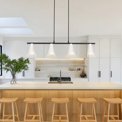 Produktbild von ZMH Pendelleuchte Esstisch Hängelampe Moderne Weiß Linear hängeleuchte GU10 Metall Esszimmerlampe hängend Höhenverstellbar Bürolampe Wohnzimmer 70cm