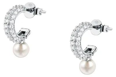 Immagine prodotto di Orecchini in argento con perla naturale e zirconi a forma di cubo Pearl SXU52