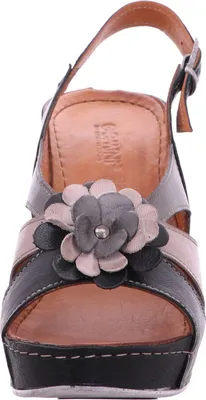 Produktbild von Gemini Damen Sandalette aus Leder mit Slingback und Blütenapplikation 031813-02, Größe:37 EU, Farbe:Schwarz