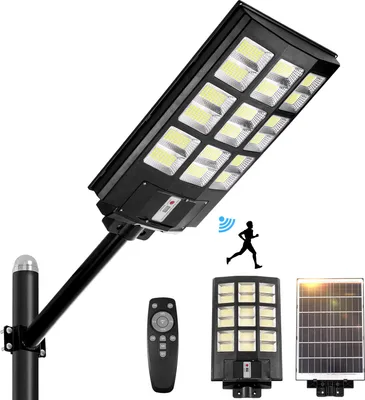 Produktbild von Solar Straßenlaterne 864 LED Solarleuchte 60000lm Wasserdicht Flutlicht mit Bewegungssensor und Fernbedienung für Außen Garten Terrasse Parkplatz