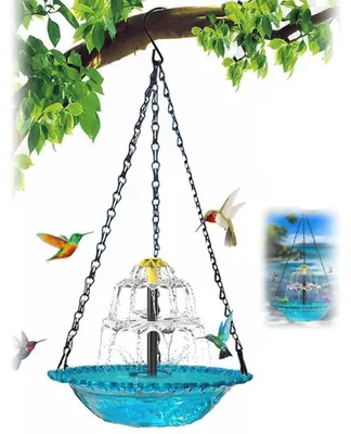 Produktbild von Solar Vogelbad Wasserfall Brunnen Hängend Solarpumpe Gartendeko