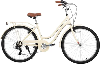 Imagen del producto de Strandcruiser, bicicleta color beige – bicicleta urbana de 7 velocidades para hombres y mujeres – estilo retro con portaequipajes – 26 pulgadas (66 cm) – entrada baja y cómoda
