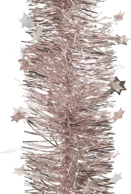 Produktbild von Weihnachtsgirlande Lametta mit Sternen 9cm x 2,7m - Rosa