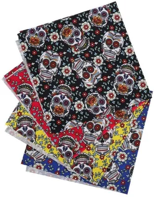 Productafbeelding van Dailygoods- Katoen Stof - 4 Stuks - 4 Kleuren - Schedel/Punk - Patchwork - Creatief Gebruik