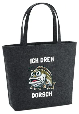 Produktbild von Huuraa Filzshopper Ich dreh Dorsch Comic Meme 22 Liter Charcoal Melange Filztasche Geschenkidee