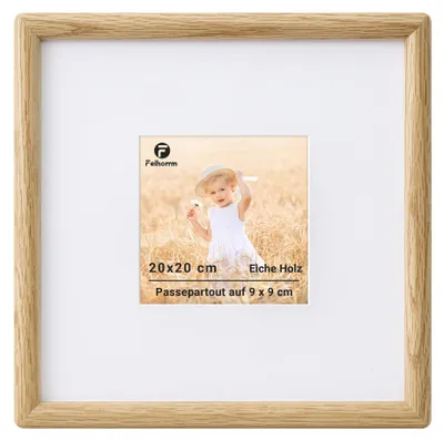 Imagen del producto de Marco cuadrado para fotos, de 20 x 20 cm, para fotos de 9 x 9 cm con marco, con estructura de madera