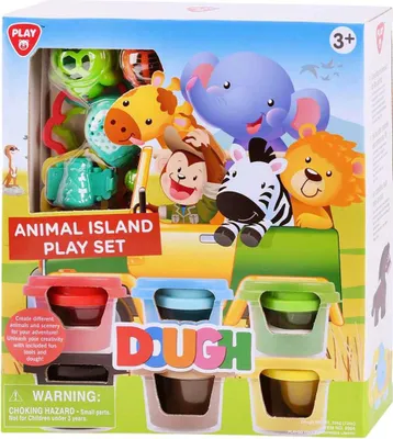 Produktbild von Playgo Tierinsel-Knete – 6 Knete-Töpfchen
