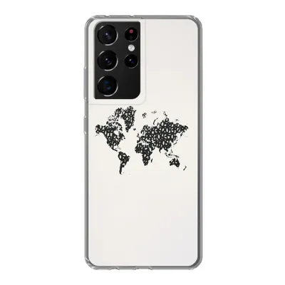 Produktbild von MuchoWow® Handyhülle Schutzhülle Hülle für Samsung Galaxy S21 Ultra Weltkarte - Zahlen - Schwarz Silikon Softcase Handy Hülle - Mobiltelefon