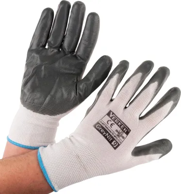 Productafbeelding van R445 Werkhandschoenen, beschermende nitrilhandschoenen, grijs, maat 9, L
