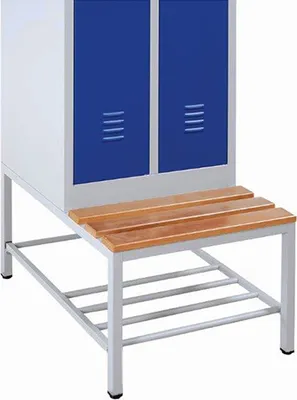 Produktbild von Sitzbankuntergestell mit Schuhrost, Sitzauflagen buche, 400 x 885 x 800 mm, lichtgrau