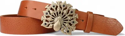 Produktbild von FRONHOFER Best&Timeless Damengürtel 4 cm, Schnalle Pfau, schwarzer Strass, vegetabiles Naturleder