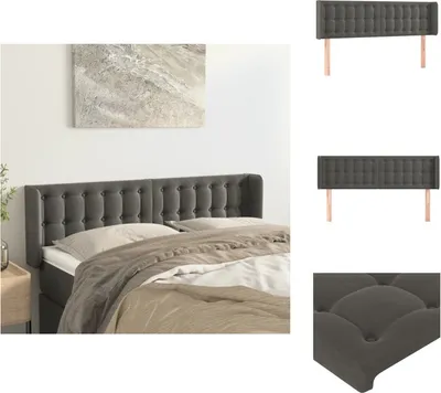 Produktbild von vidaXL Kopfteil mit Ohren Dunkelgrau 147x16x78/88 cm Samt -  Kopf- & Fußenden