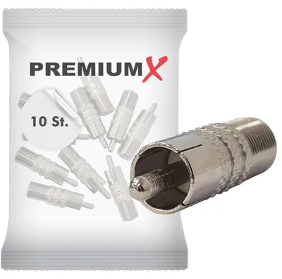 Produktbild von PremiumX 10x Cinch Stecker Koaxial Video SAT Adapter auf F-Buchse Kupplung