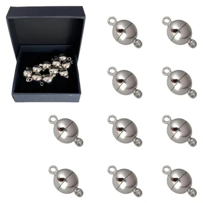 Magnetverschlüsse rund 8 mm, 10 Stück, silber, DIY-Schmuck