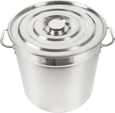 Produktbild von Edelstahl Kochtopf - Suppentopf - 70 L Volumen - 45 cm Durchmesser - Mit Deckel und Griffen - Hellgrau