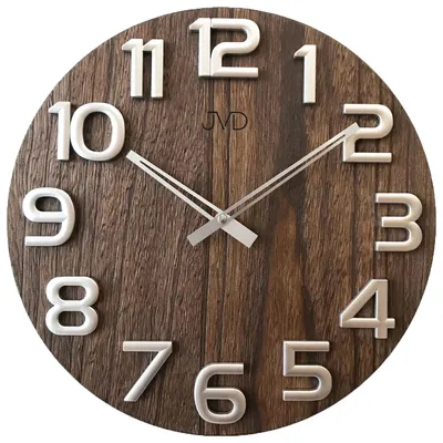 Produktbild von JVD HT97.3 Wanduhr Quarz analog Holz nussbaum farben rund