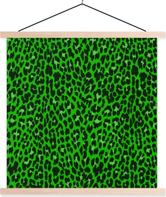 Produktbild von MuchoWow® Textilposter Leopard - Grün - Muster 120x120 cm mit holzfarbenen Rahmen - Textil-Poster