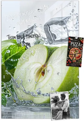 Produktbild von Magnettafel 40x60cm Pinnwand Whiteboard beschreibbar - Spritzender Apfel Mint
