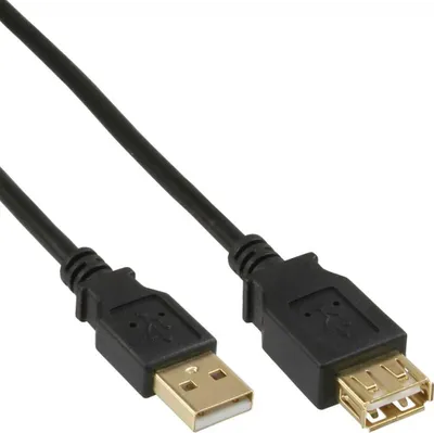 Produktbild von InLine® USB 2.0 Verlängerung, ST / BU, Typ A, schwarz, Kontakte gold, 10m
